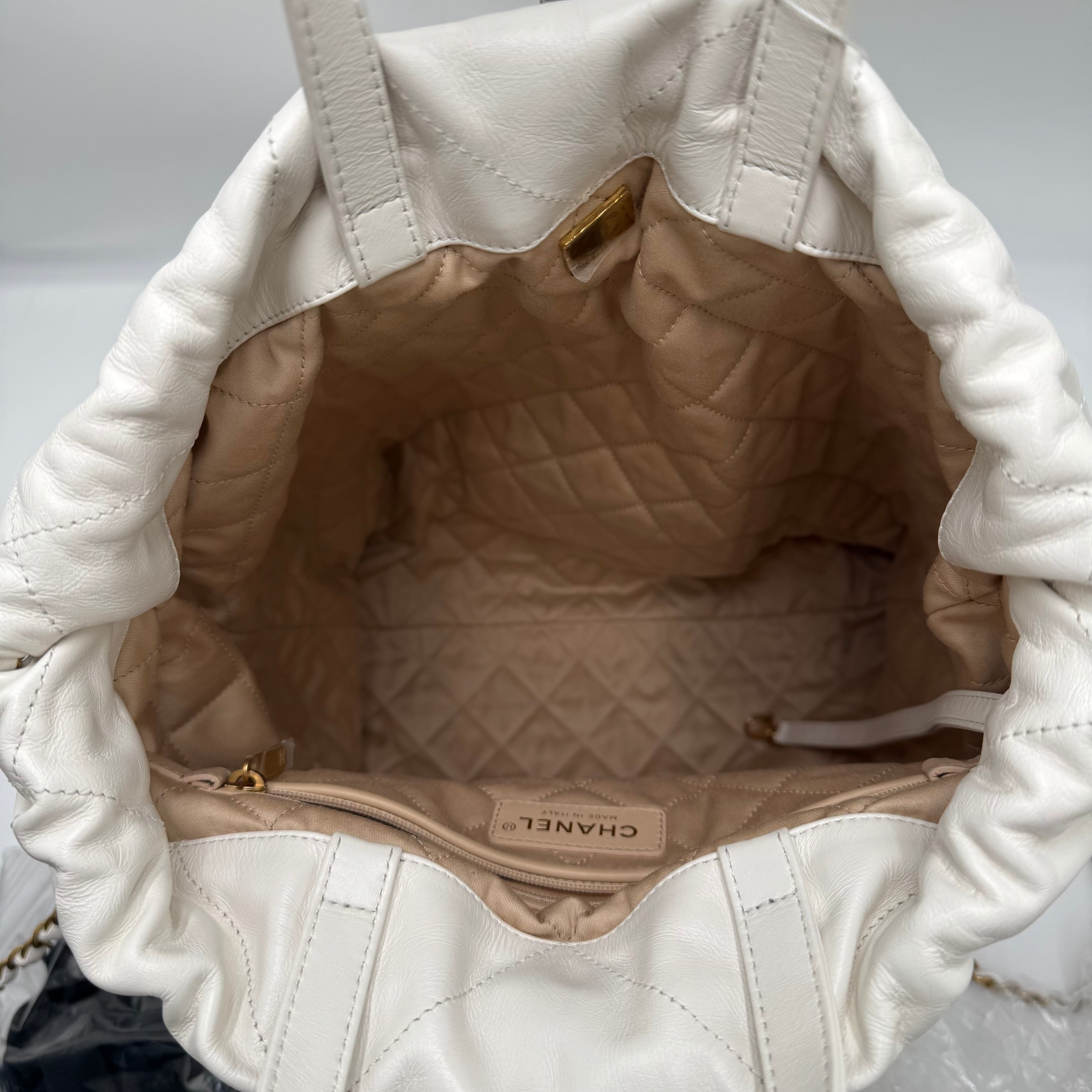 Chanel 22 Backpack Lambskin White IC Chip - The Real Maluho