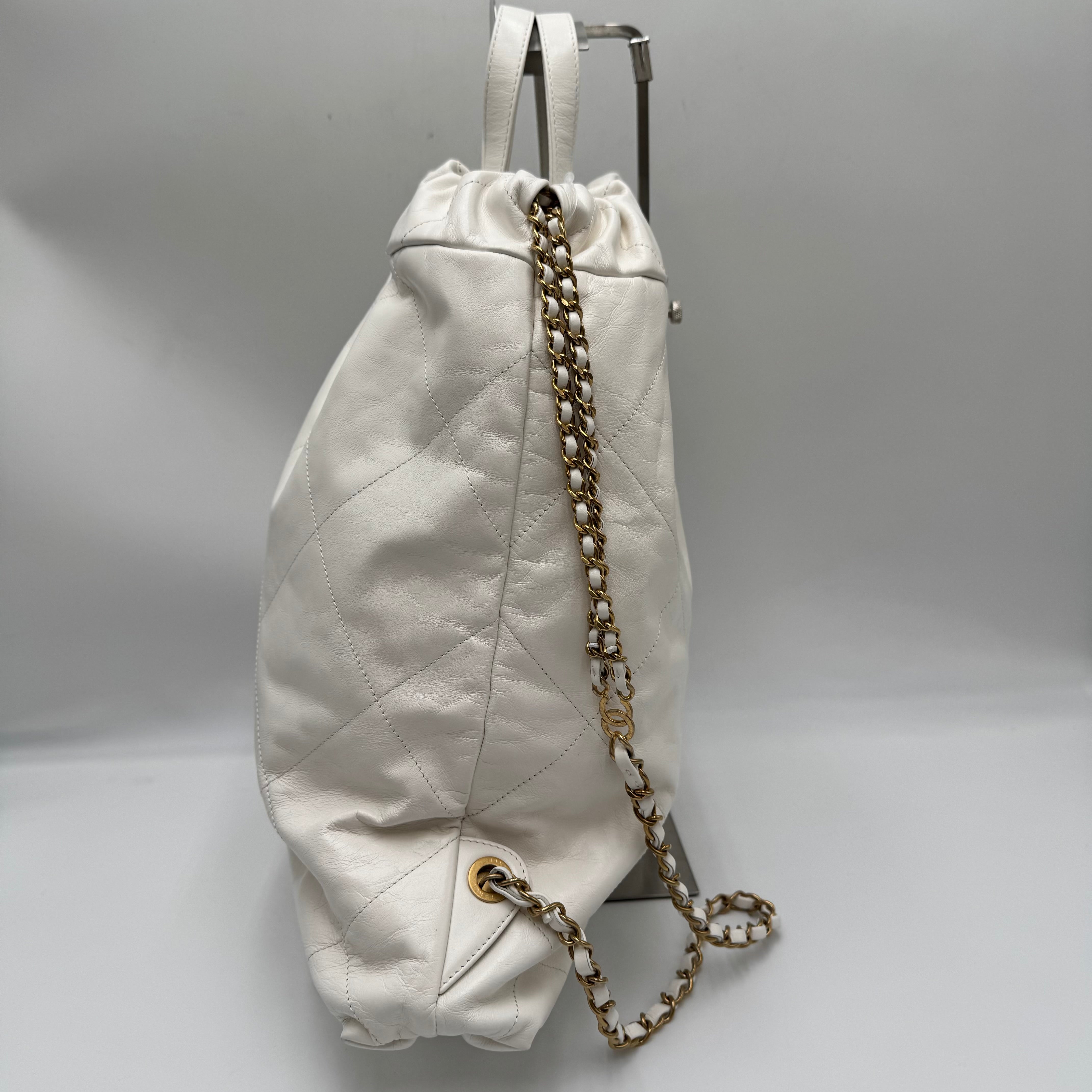 Chanel 22 Backpack Lambskin White IC Chip - The Real Maluho