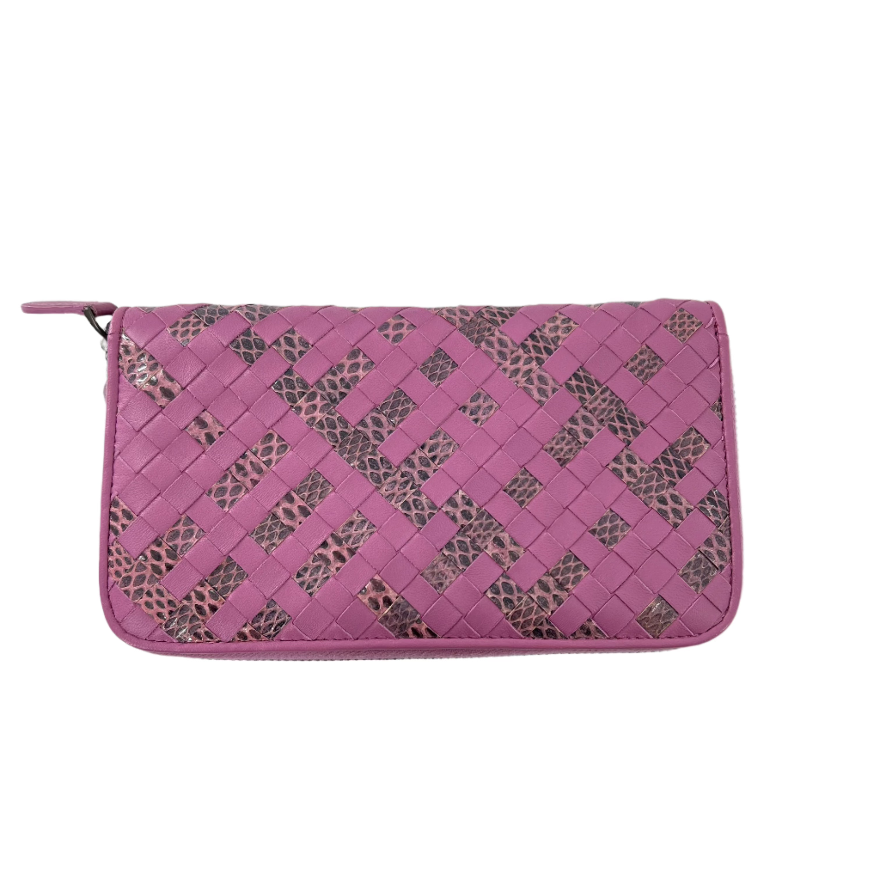 Bottega Veneta Python Intrecciato Long Wallet Purple - The Real Maluho