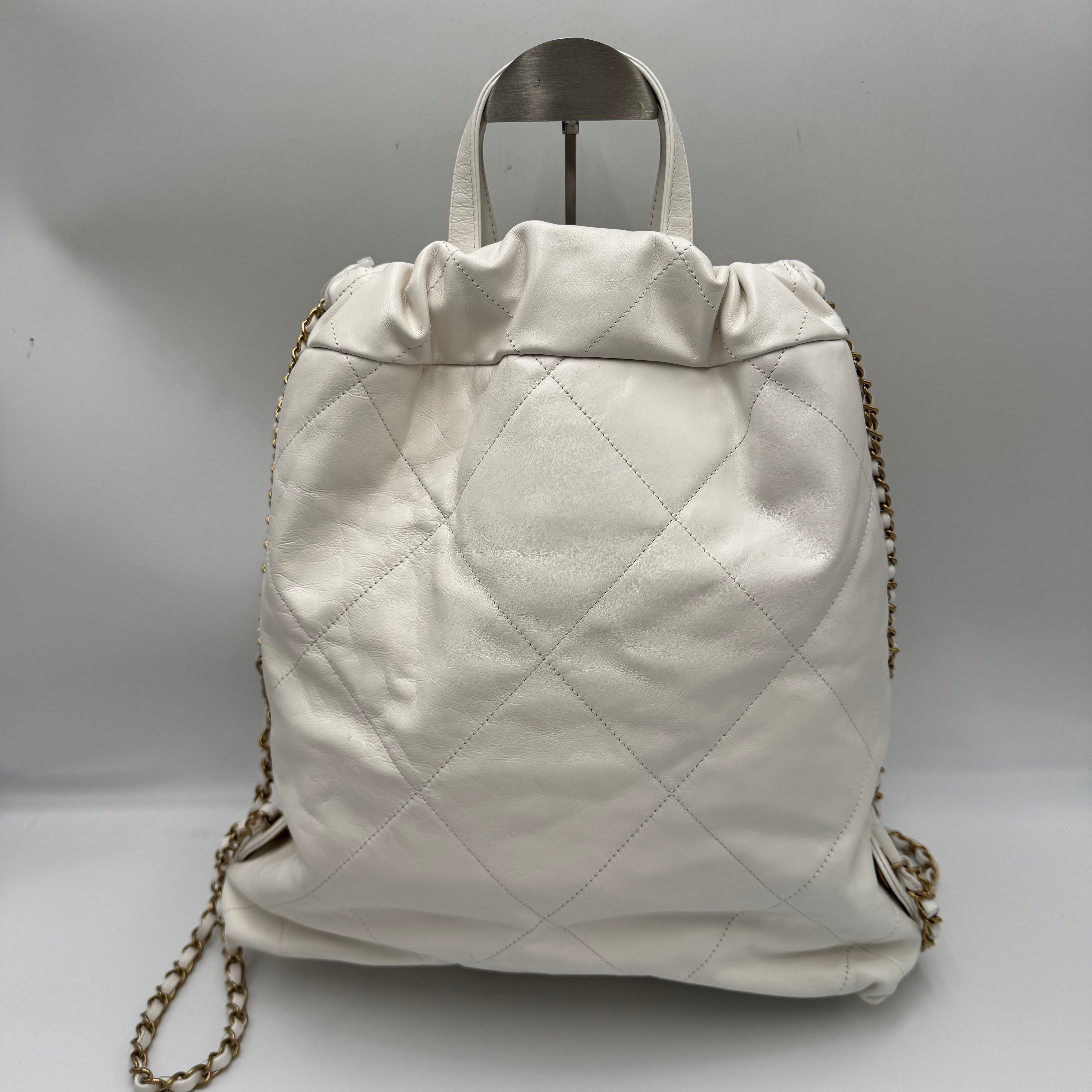 Chanel 22 Backpack Lambskin White IC Chip - The Real Maluho